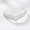 Hair Clips KMVEXO Luxury Pearl Bridal Crystal Tiaras Crown Princess Queen Pageant Prom Rhinestone Veil Tiara Party Wedding Accessories