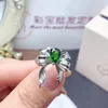 Cluster Rings Sterling Silver Diopside Ring For Party 6mm 8mm Natural Chrome 3 Layers 18K Gold Plating Gemstone Jewelry