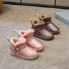 2024 детские ботинки Tide, осенне-зимняя теплая обувь из плотного хлопка для мальчиков и девочек, модная мягкая кожа для маленьких детей
