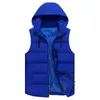 Gilets pour hommes automne et hiver gilet en coton épais à capuche de couleur unie minimaliste