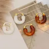 Серьги-гвоздики Kshmir из янтарной смолы U-образной формы для женщин, винтажные модные элегантные металлические украшения, 2024, дорожные аксессуары