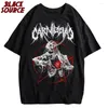 Men's T Shirts Women Shirt Y2K Top Harajuku Summer Short Sleeve T-shirt Female Retro Korean Style Black Demon Punk Gothic Anime Print