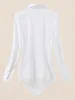 Kvinnors blusar qweek 2024 mode våren offce damer vit kropp skjorta kvinnor bodysuit långärmad uniformer och toppar smala