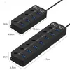 2.0 Hub USB Multi Splitter Use Power Adapter 4/7 Port Multiple Expander 3.0 With Switch 30CM Cable