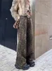 Jeans da donna vintage a gamba larga da donna a vita alta con stampa leopardata pantaloni larghi in denim casual moda streetwear retrò Y2k a figura intera