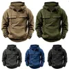 Half Zipper Mens Tactical Hoodies Solid Warm Fleece Military Sweatshirts Multi Pockets Male Hooded Jackets Thick Outdoor Polar 240125