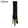 Eilyken Plus 3542 Herfst Winter Ontwerp Stiletto Hoge Hakken Sok Laarzen Vrouwen Puntschoen Party Mode Enkellaarsjes Schoenen 240129