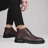 Bottes élégantes haut pour hommes chaussures de plein air 2024 véritable cuir cheville mâle chaud peluche fourrure hiver