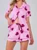 Survêtements pour femmes Femmes S 2 pièces Pyjama Set Loungewear Chemise boutonnée et shorts Vêtements de nuit PJs Homewear