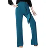 Stadiumkleding Vrouwen Mode Latin Dans Broek Vrouwelijke Zijlint Stropdas Hoge Taille Uitlopende Broek Moderne Broek Ballroom Oefenkostuum