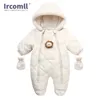 Ircomll Hight Quality born Baby Winter Clothes Snowsuit Warm Fleece Hooded Romper Cartoon Lion Jumpsuit Toddler Kid Outfits 240122