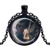 Pendant Necklaces Independent Girl Necklace Mother's Day Gift Glass Cabochon Metal Christmas Jewelry Angel