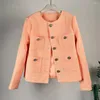 Vestes pour femmes de luxe bureau dames haut veste 2024 printemps orange tweed col en v élégant court mince petit manteau coréen parfumé