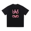 Designer Fashion casual Chaopai classic Summer embroidered fluorescent pink letter round neck short-sleeved men's and women's T-shirts loose for couples