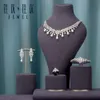 Trendy Drop Shape Imitation Pearl Choker Elegant Cubic Zirconia Necklace 4PCS High Quality Dubai Women Bride Wedding Jewelry 240202