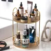 Storage Boxes Rotatable Makeup Rack Box Luxury Multifunctional Organizer Transparent Cosmetics Light
