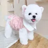 Dog Apparel Pet Clothes Swallowtail Skirt For Dogs Clothing Cat Small Flower Print Rose Dress Cute Thin Summer Girl Products 2024