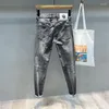 Mężczyzny dżinsowe Man Cowboy Pants Graphic Elastyczne spodnie haftowe zwężające się rozciąganie 2024 Trend Koreańska moda oryginał w dżins