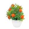 Decorative Flowers YOMDID Artificial Plant Bonsai Orange Pomegranate Fruit Tree Window Sill Decor Plastic Fake Potted Home Room Decoration