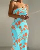 2024 Sexy Dress Women Spring Summer Elegant Ombre One Shoulder Tie Dye Cutout Ribbed Bodycon Midi Dress Casual Spicy Girl Dress 240124