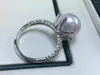 Cluster Rings Elegant 11-12mm South Sea Round White Pearl Ring 925s