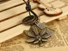 Pendentif Colliers Vente chaude feuille d'érable bracelet en peau de vache réglable longue chaîne de pull accessoires