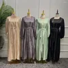 Roupas étnicas Marrocos Caftan Muçulmano Abaya Mulheres Vestido 2 Peça Conjunto Abayas Vestidos Beads Dubai Árabe Cetim Kimono Cardigan Robe Outwear