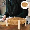 Conjuntos de louças imitação rattan tigela de frutas bandeja redonda cesta de armazenamento de vime manual de mesa de café