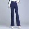 Office Lady Elegant Fashion Flare Pants Spring Autumn Diamonds High midja AllMatch Solid Women Casual Straight Trousers 240201