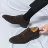 Geklede schoenen Retro Heren Puntig Donkerbruin Suède Patchwork Flats Oxfords Leer Casual Formeel schoeisel Sapatos Tenis Masculino