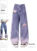 Jeans pour femmes violet années 90 esthétique Baggy taille haute pantalon en denim années 2000 coréen Y2k Vintage jambe large Cowboy pantalon vêtements 2024