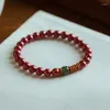 Strand Original Natural Cinnabar Hetian Jade Lucky Beads Bracelet Female Olive Nut Zodiac Year Of Birth Accessories Gift