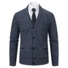 Jesienna zima marka mody SWEATER Men Men Cardigan Black Korean Casual Coats Kurtka męska odzież 240130