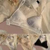 BHs Sexy Unterwäsche Damen Spitze Mesh Dreieck Cup Abnehmbares Pad Großer Bügel Rückenfrei Dünn Kein Stahlring Bikini Strand Dessous