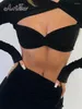 Casual Jurken ArtsuElegant Y2k Lange Mouw Sexy Uitgesneden Rokken 2 Stuk Sets Dame Outfits Bijpassende Twist Crop Top En