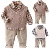 Clothing Sets Kids Autumn Set Children'S Sweater Vest Korean Three-Piece Spring Baby Boy Fashion Toddler Party Boys Outfits