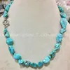 Hangers Natuurlijk Turquoise 10-14mm Onregelmatige Edelsteen Mala Ketting 18" Kralen Geluksmanchet