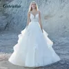 Gabriellar Delicados tirantes finos con volantes Vestidos de novia Apliques con cuello en V Vestidos de novia de una línea Abito Da Sposa Hecho por el cliente 240126