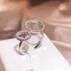 Cluster Rings Creative Irregular Double Large Round Full Diamond Couple Ring For Women Geometric Silver-Plated Valentine's Day Gift Jewelry