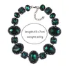 Fashion Green Glass Crystal Indian Statement Choker Necklace Women Ethnic Vintage Large Collar Big Bib Jewelry 240125