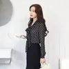 Women's Blouses Women Blouse Fall Wear Long Sleeves Shirt Bow Black White Polka Dot Chiffon Top Blusas Ropa De Mujer