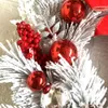 Floqué PVC décoration de Noël couronne de fleurs vigne suspendue guirlande artisanat artificiel arbre porte maison Art Navidad décor de vacances 240130