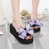 Slippers Wedges Platform Flip Flops For Woman Bohemian Style Summer Slipper With Bow Large Size Women's Footwear Chaussure Femm