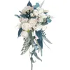 Fleurs de mariage Vintage Champagne Bouquet Cascade Mariée Demoiselle D'honneur Main Attachée Fleur Artificielle Fête Fête Maison Décor De Noël