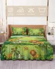 Jupe de lit Jungle tropicale dessin animé Animal Lion couvre-lit élastique avec taies d'oreiller housse de matelas ensemble de literie drap