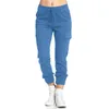 Pantalones de mujer con múltiples bolsillos Cargo informal cintura elástica corsé pantalón de cuerda pantalones de Color sólido pantalones femeninos