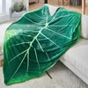 Flanel deken bladvormige dekens bankgooien grote groene bladeren dekens voor slaapbank sprei home decor manta 240119