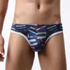 Underpants Summer Men's Hemmed Stretch Briefs Blue Print Classic Cartoon Surfing Beach U Convex Bag Sexy Breathable Low Waist Underwear