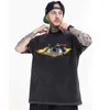 Men's T Shirts Black Source Street Fashion Unisex Tops T-Shirts Hip Hop Half Sleeve T-shirt Men Lazy Style Graffiti Print Wash Loose High