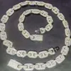 2024 Fashion Moissanite Gioielli in oro bianco Piatta Naso Cuban Link Cuban Catena Hip-Hop Trend Party Collana del bracciale